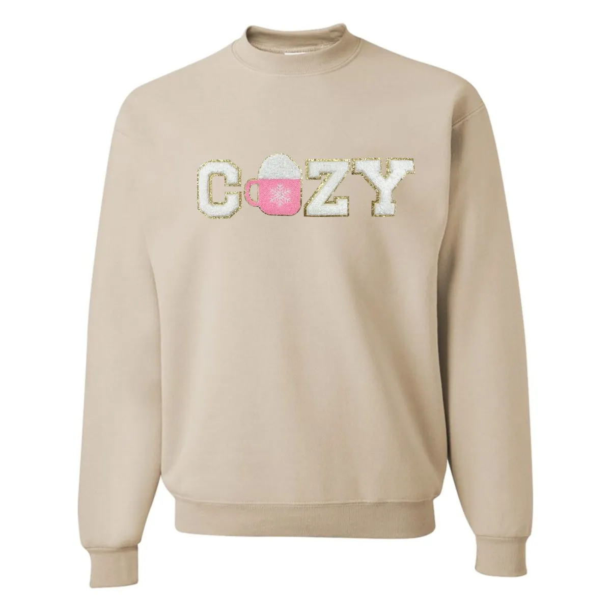 'Cozy' Letter Patch Crewneck Sweatshirt