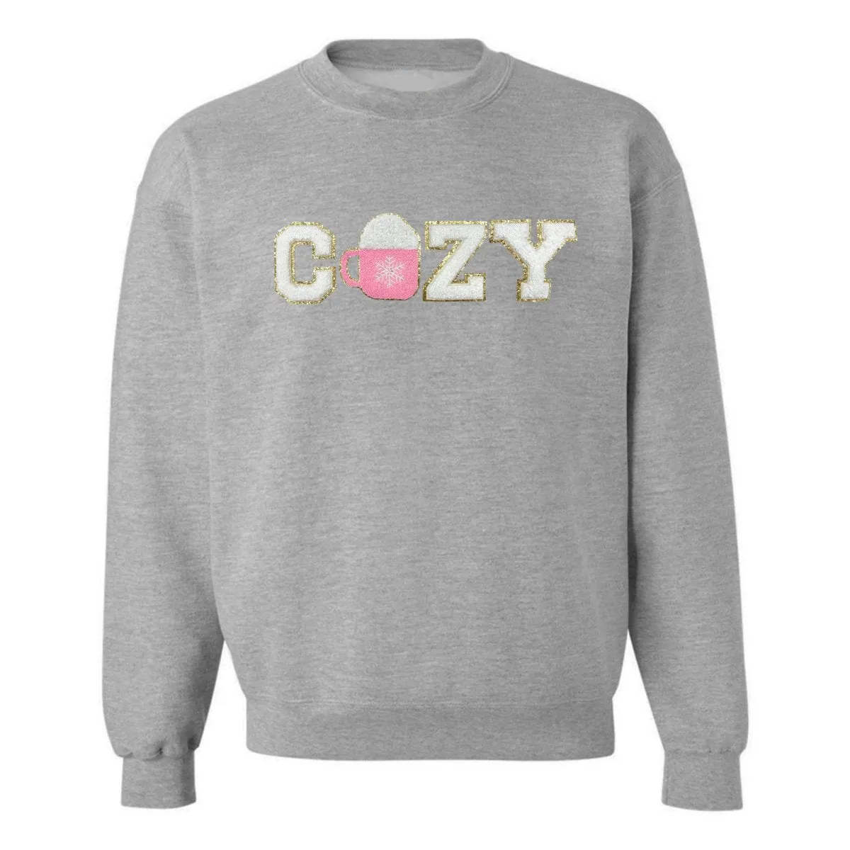 'Cozy' Letter Patch Crewneck Sweatshirt