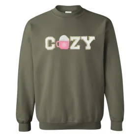 'Cozy' Letter Patch Crewneck Sweatshirt