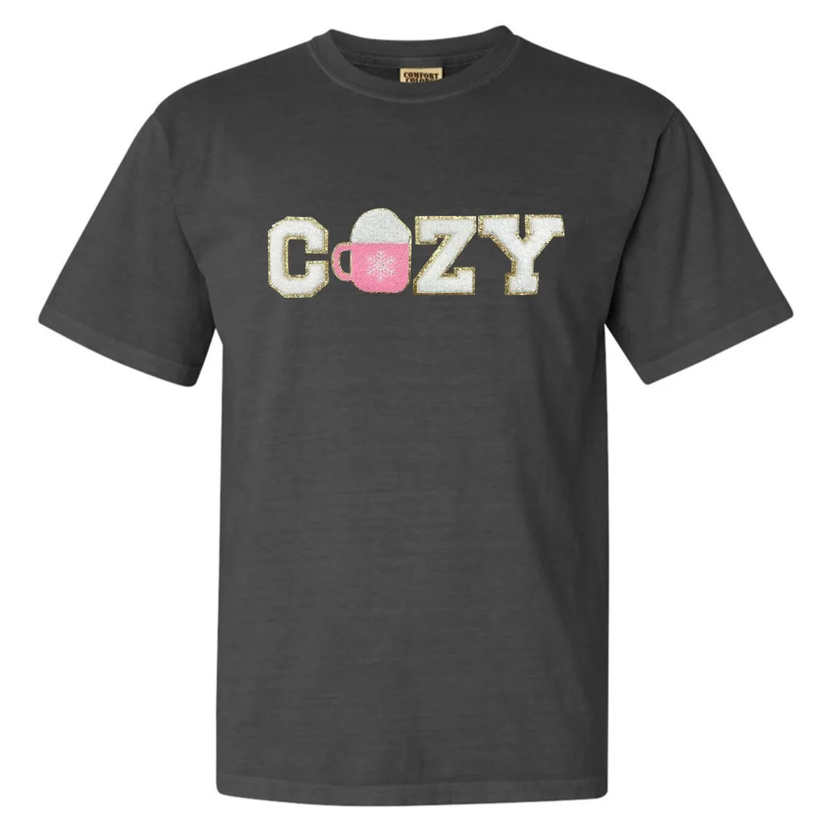 'Cozy' Letter Patch Tee