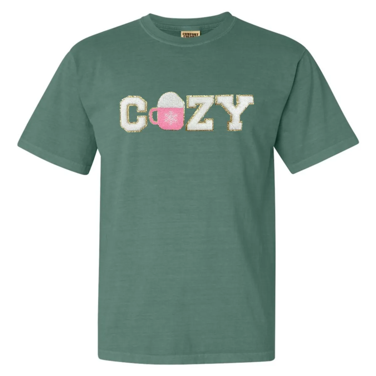 'Cozy' Letter Patch Tee