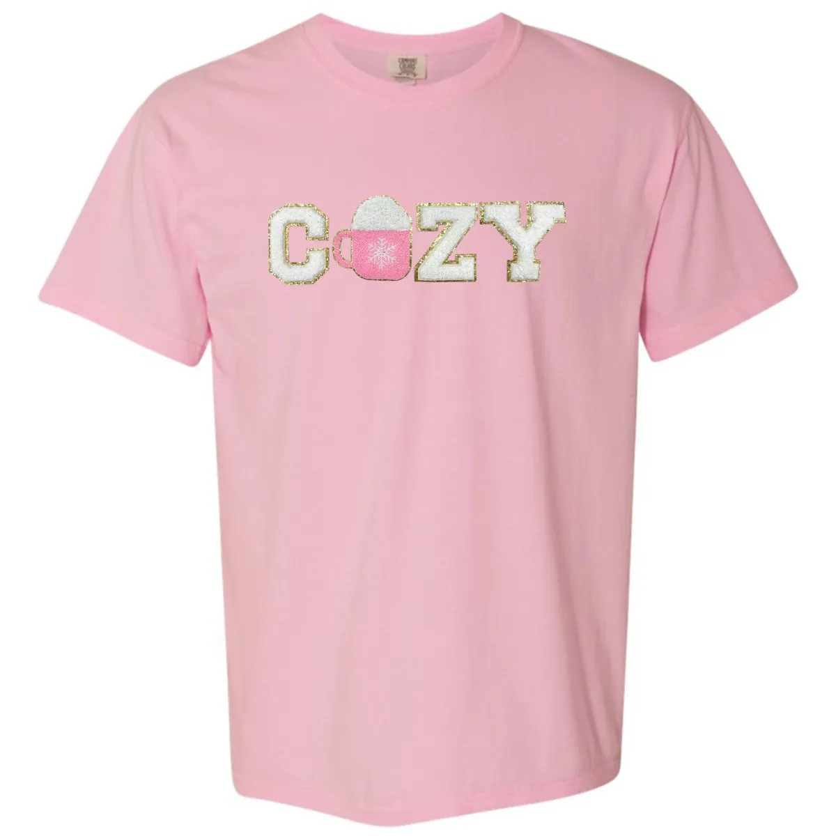 'Cozy' Letter Patch Tee