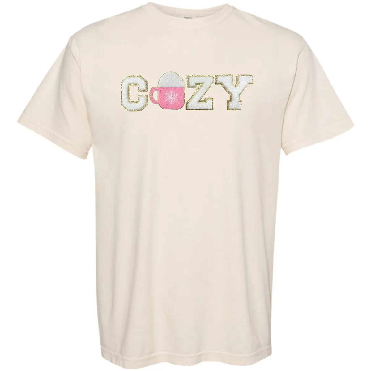 'Cozy' Letter Patch Tee