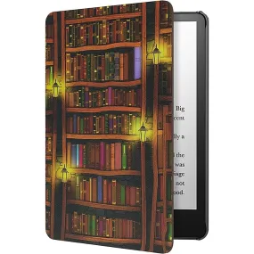 Cozy Library Themed Vegan Leather Folio Case - Amazon Kindle Paperwhite (2021-2023)