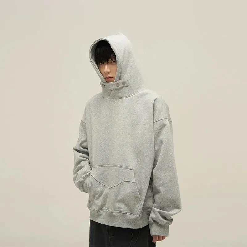 Cozy Neck Buttons Hoodie