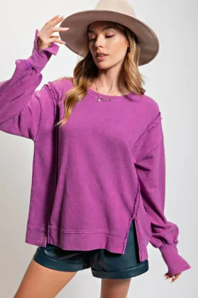 Cozy Promises Washed Lilac Pullover