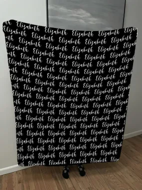 Create your own Cozy Plush Fleece blanket with a name repeating over the entire Blanket - Calligraphy