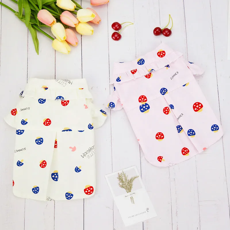 Cute Mushroom Shirt Pet Clothing