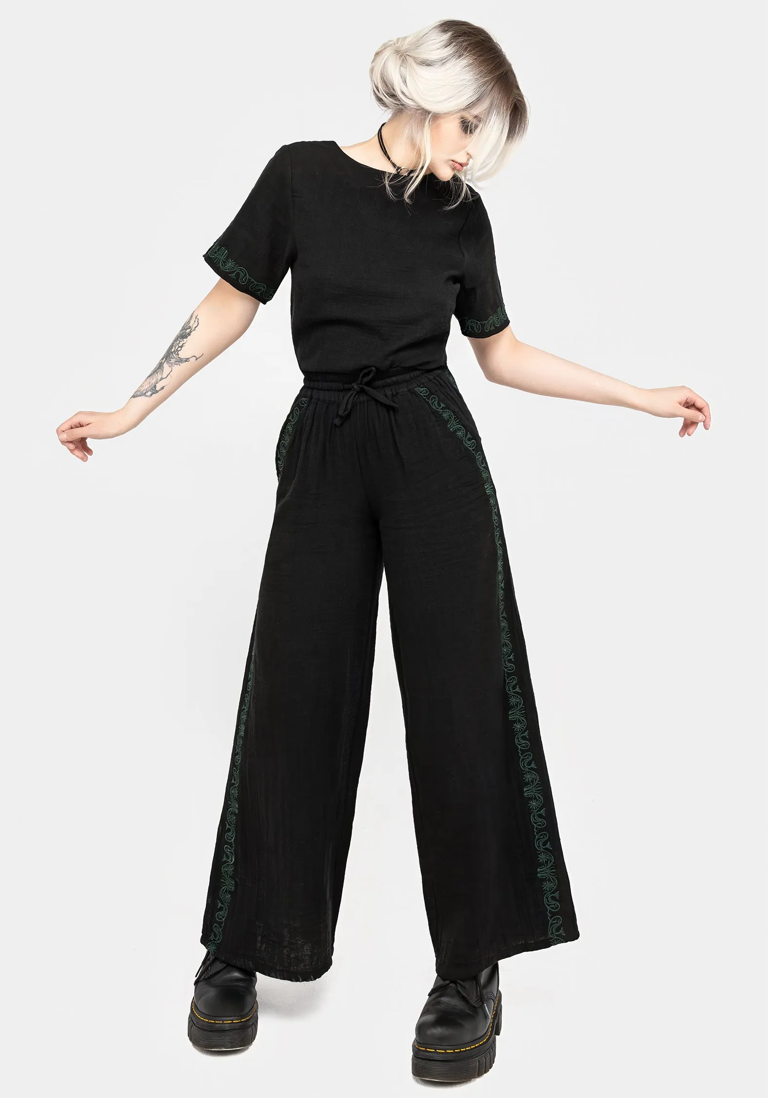 Damiana Embroidered Cotton Trousers