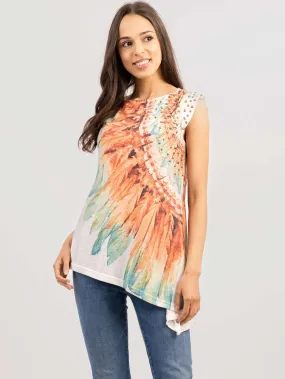 Delila Women Washed Feather Sleeveless Top Tank