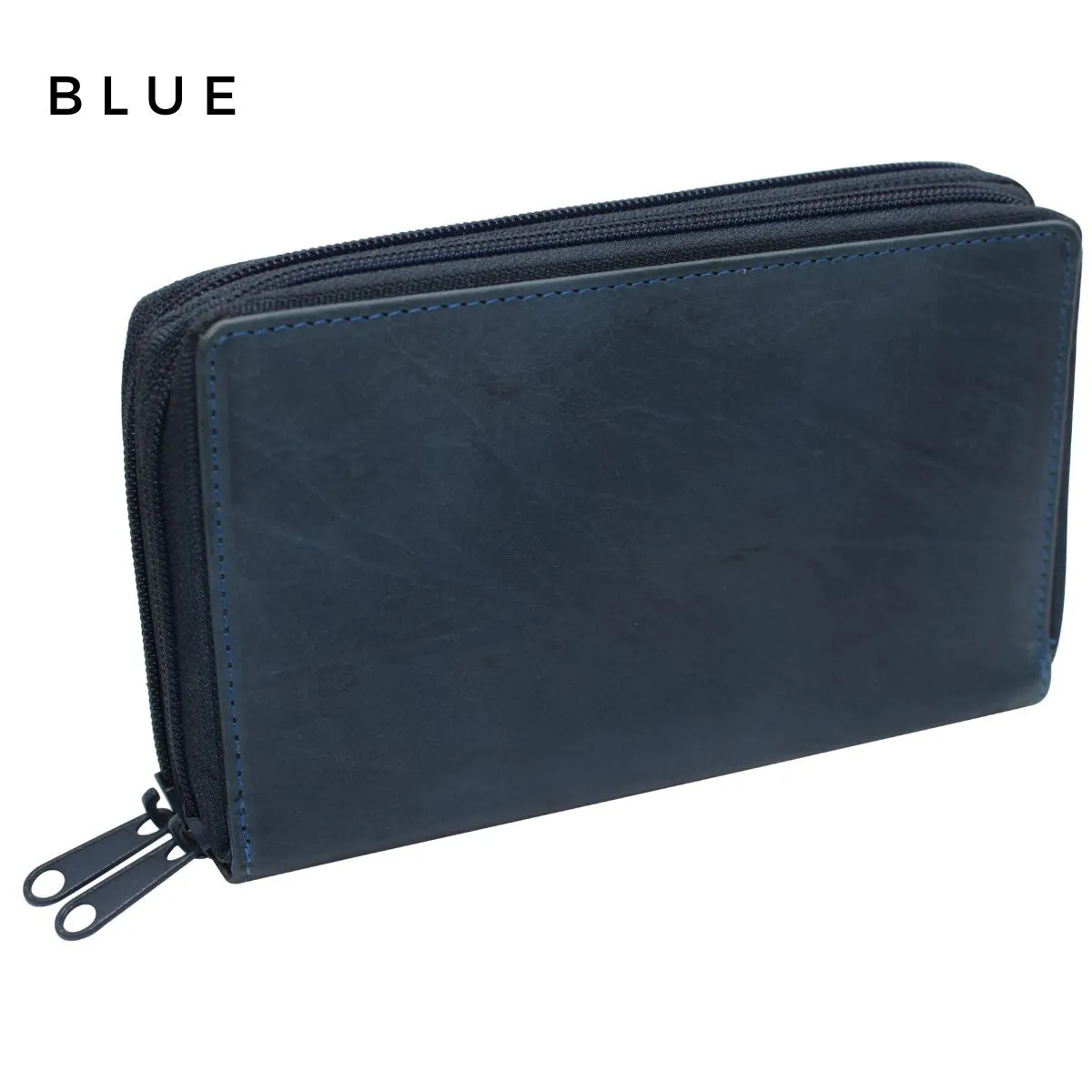 Double Zipper Leather RFID Wallet For Women