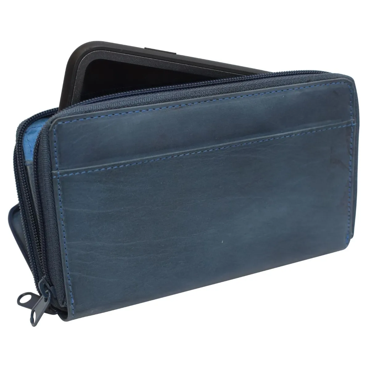 Double Zipper Leather RFID Wallet For Women