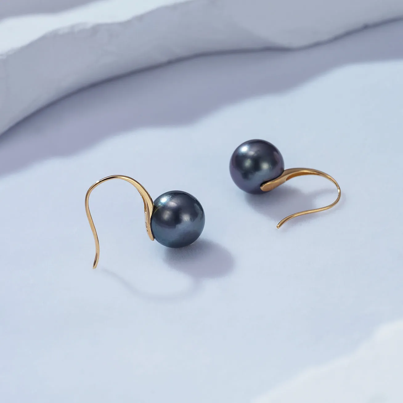 Elegant 18K Solid Gold? Tahitian Pearl Earrings KE00089