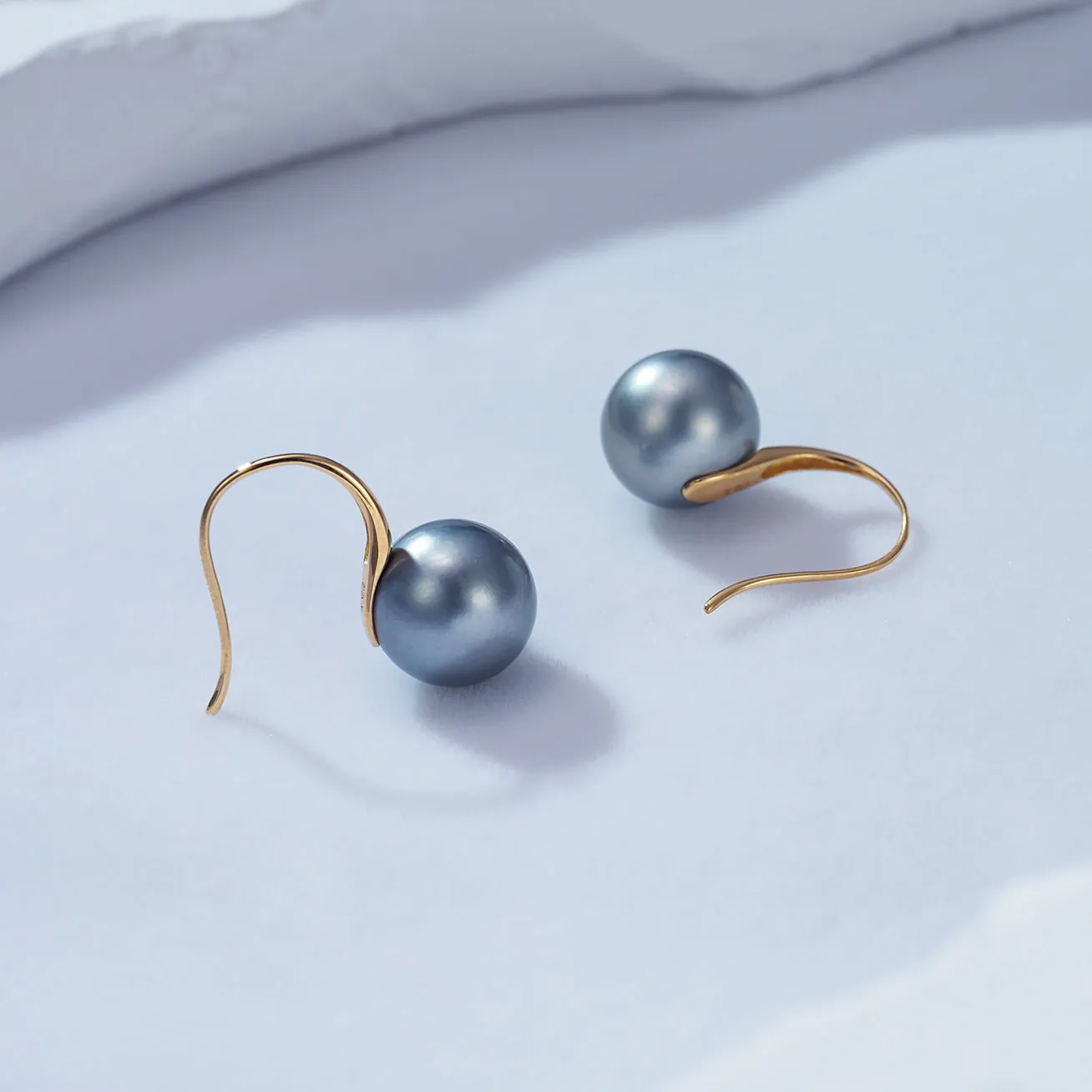 Elegant 18K Solid Gold? Tahitian Pearl Earrings KE00089