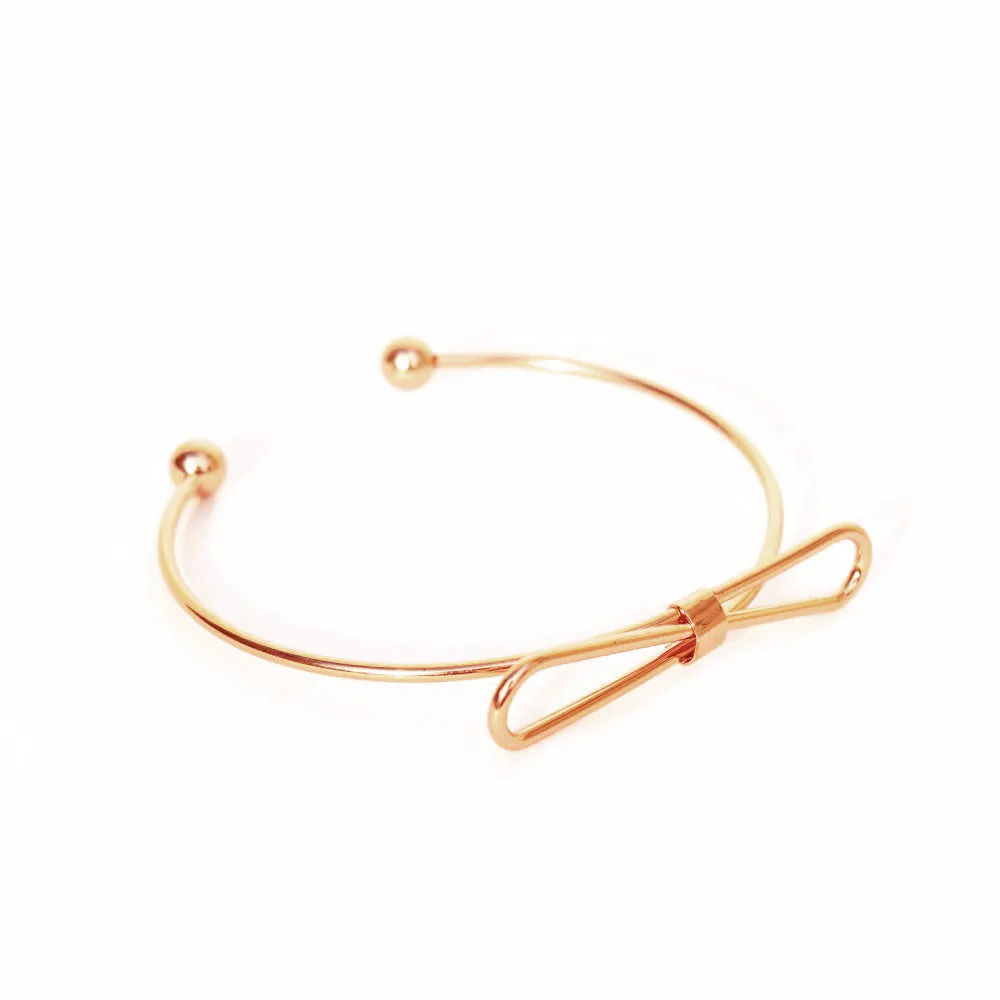 Elegant Bow Open Cuff Rosegold Bracelet