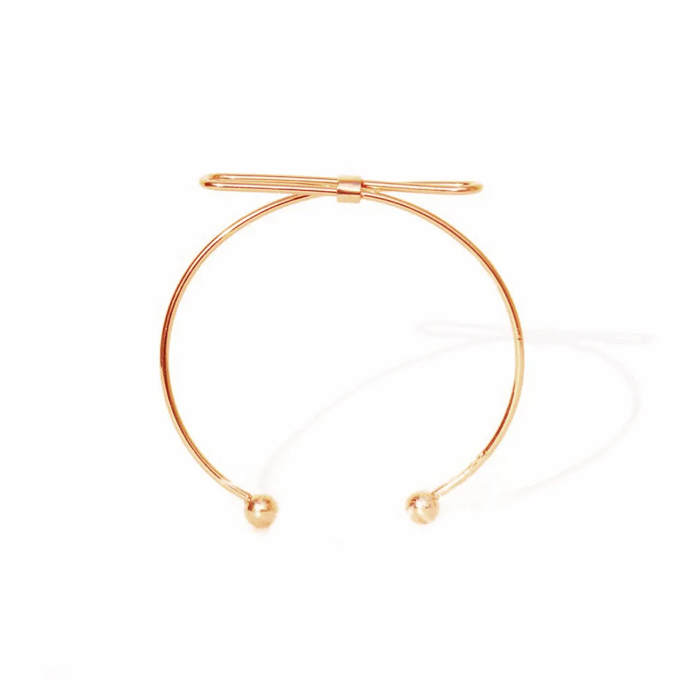 Elegant Bow Open Cuff Rosegold Bracelet