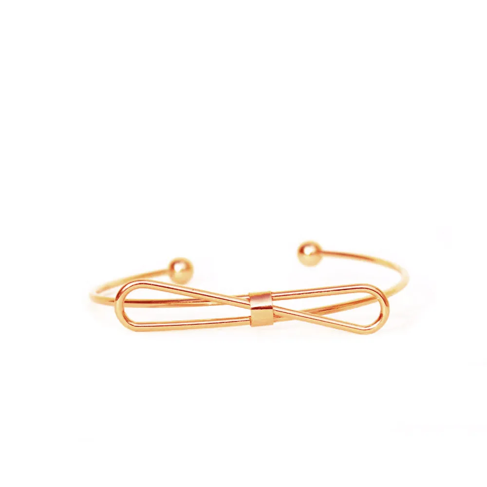 Elegant Bow Open Cuff Rosegold Bracelet