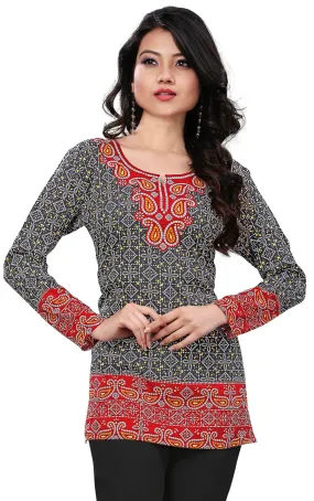 Elegant Fashion Kurti India - Black Short Kurti for Women