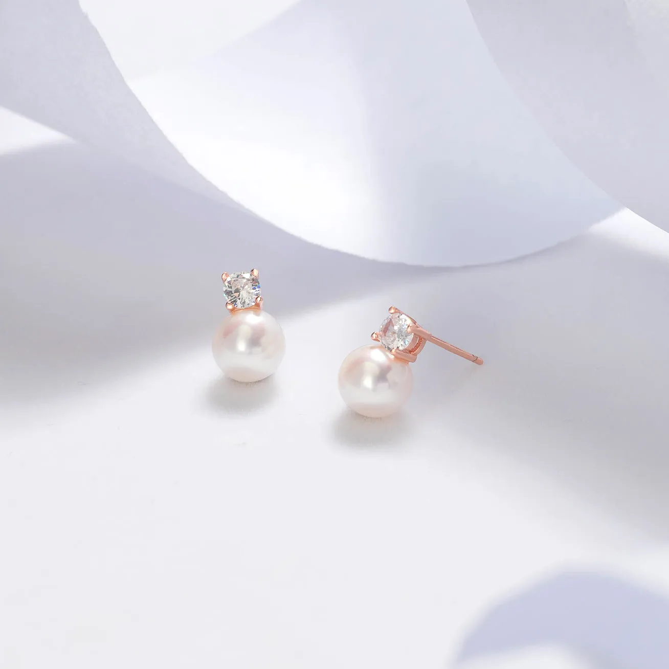 Elegant Freshwater Semi Round Pearl Earrings WE00364