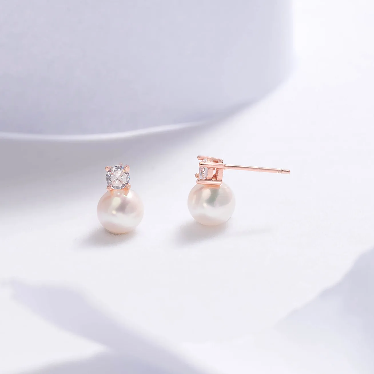 Elegant Freshwater Semi Round Pearl Earrings WE00364