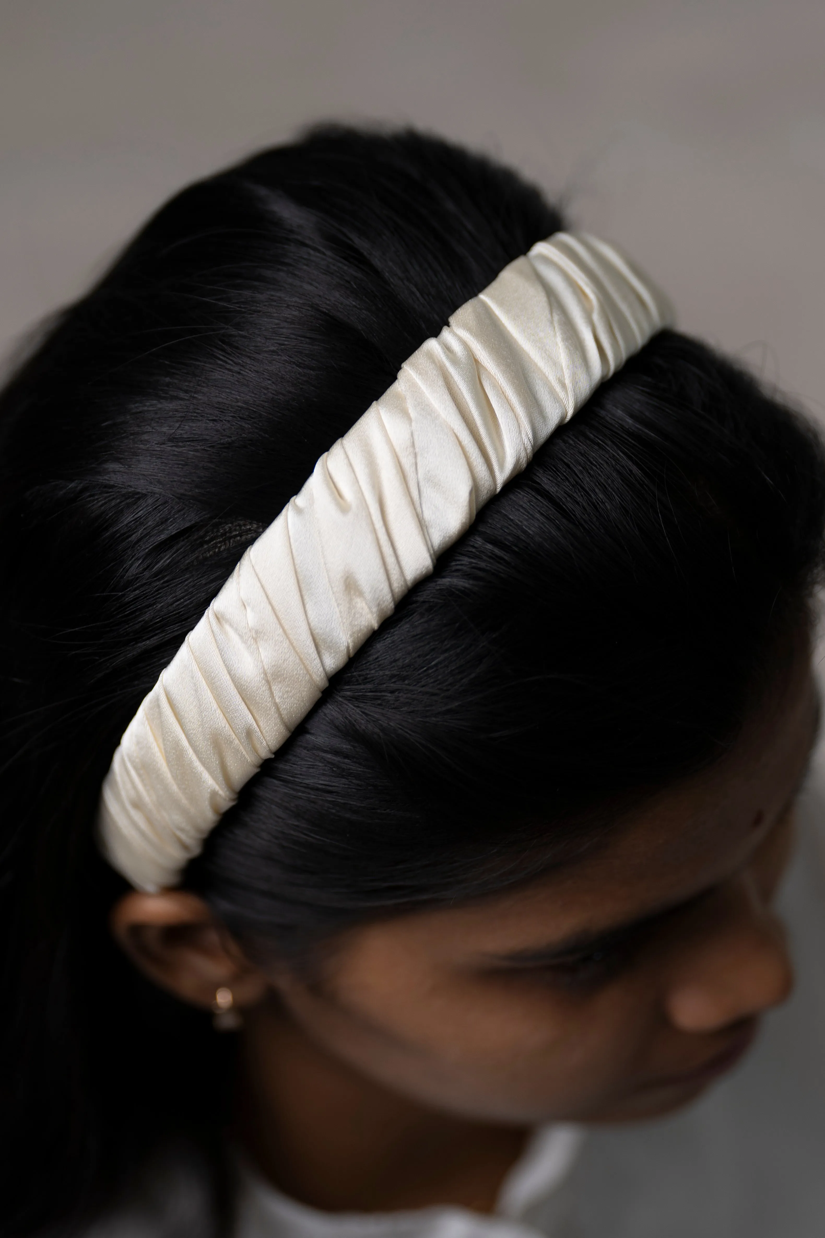 Elegant Ivory Satin Hairband for Girls