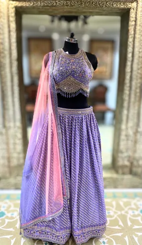 Elegant Lavander Lehenga Choli with Hand Embroidery