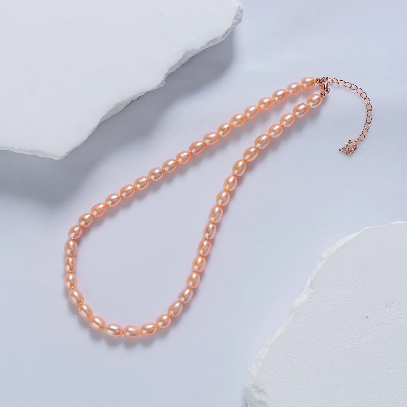 Elegant Pink Freshwater Rice Pearl Necklace WN00501