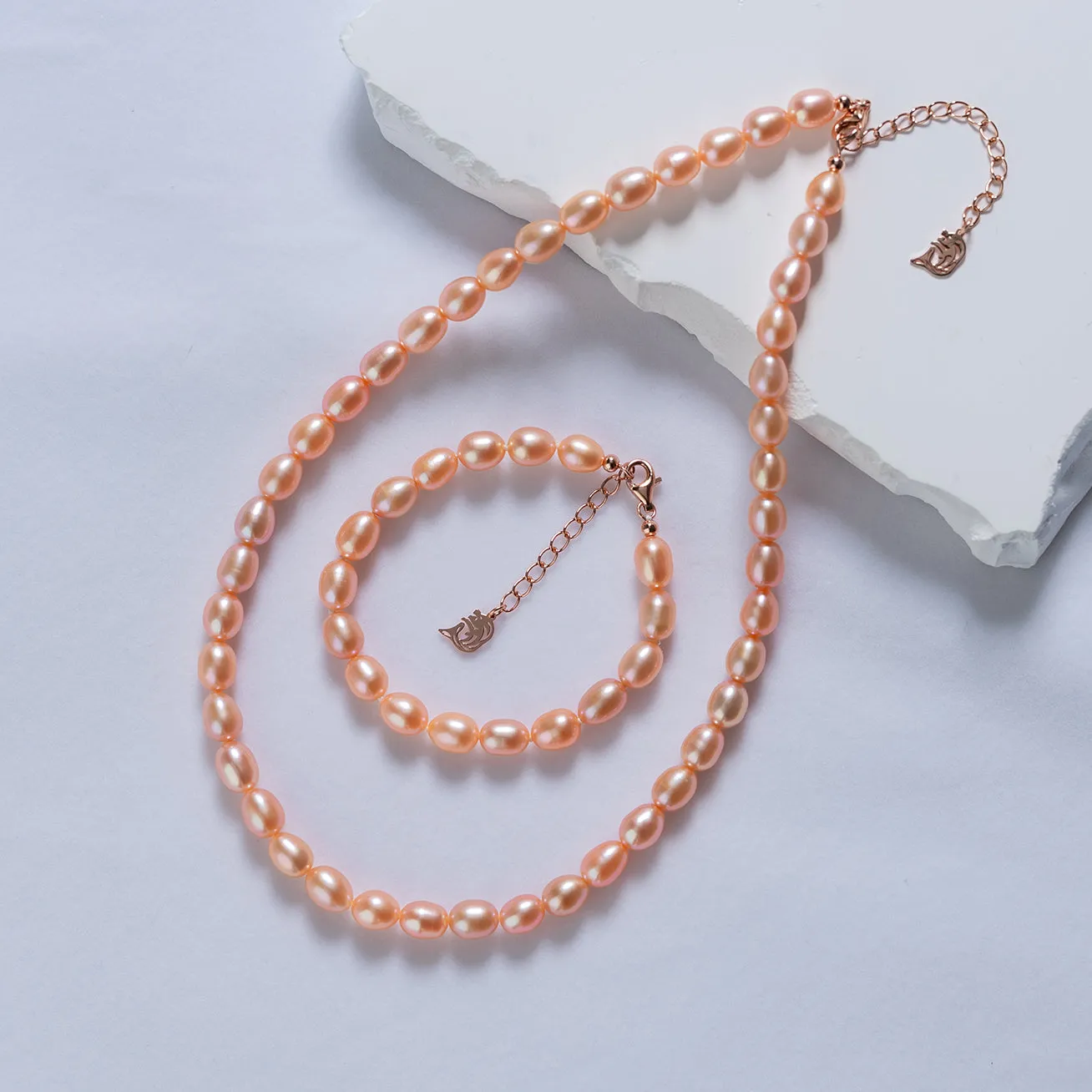 Elegant Pink Freshwater Rice Pearl Necklace WN00501