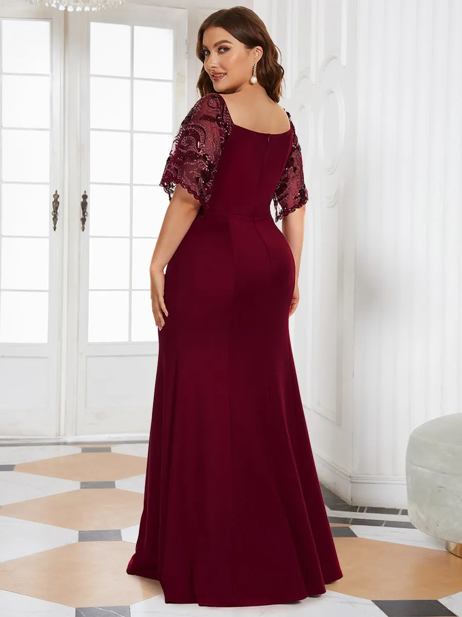 Elegant Plus Size V Neck Fishtail Evening Dress Wholesale