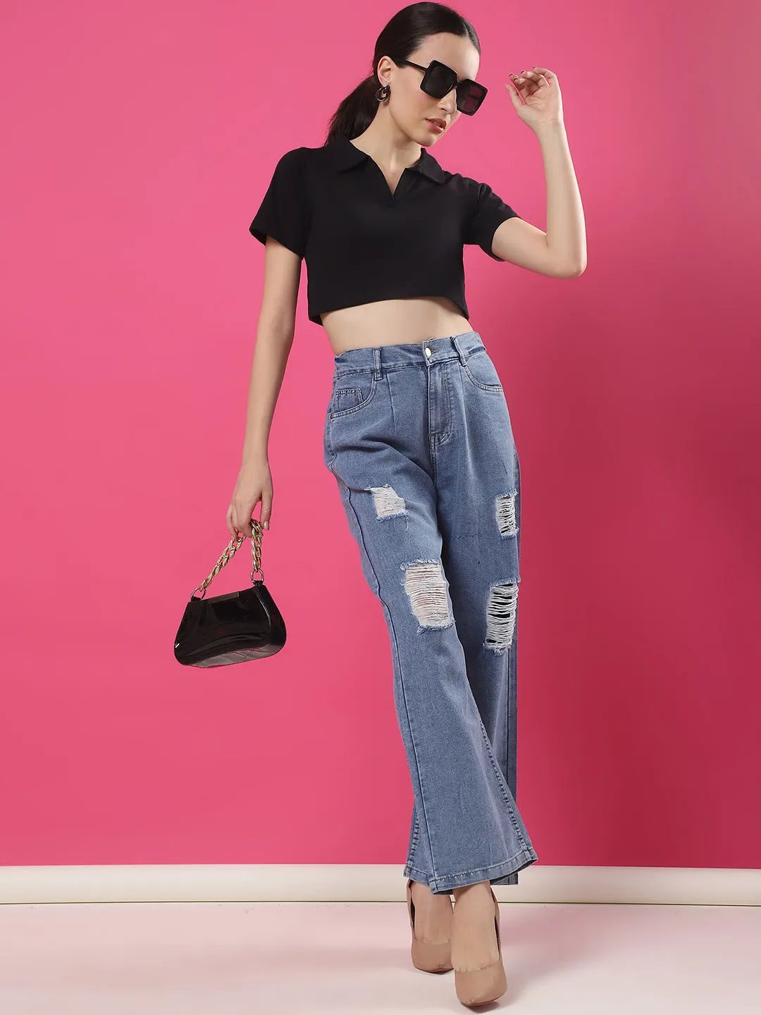 Elegant Polo Crop Top for Women