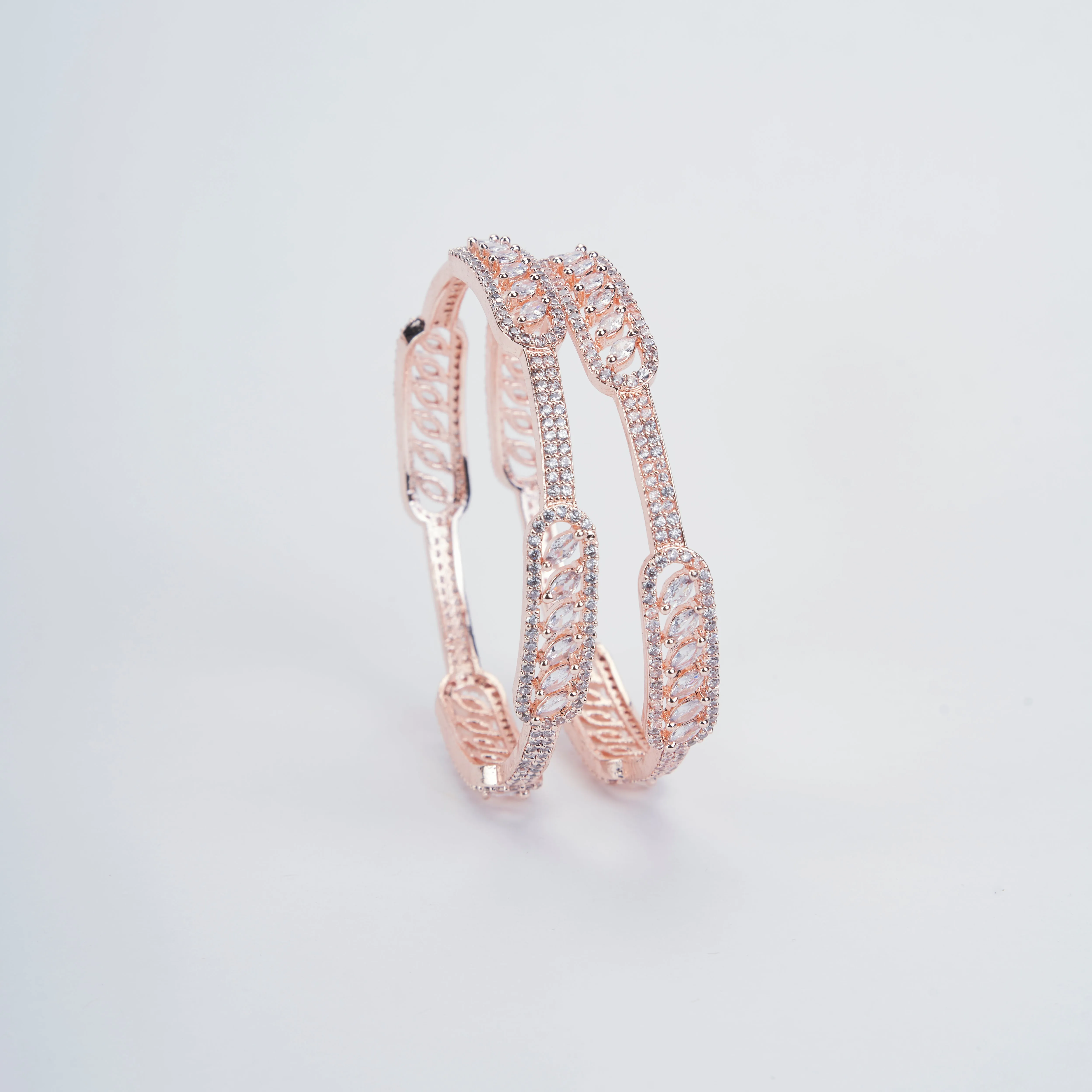 Elegant Rose Gold Bangles Set (Pack of 2)