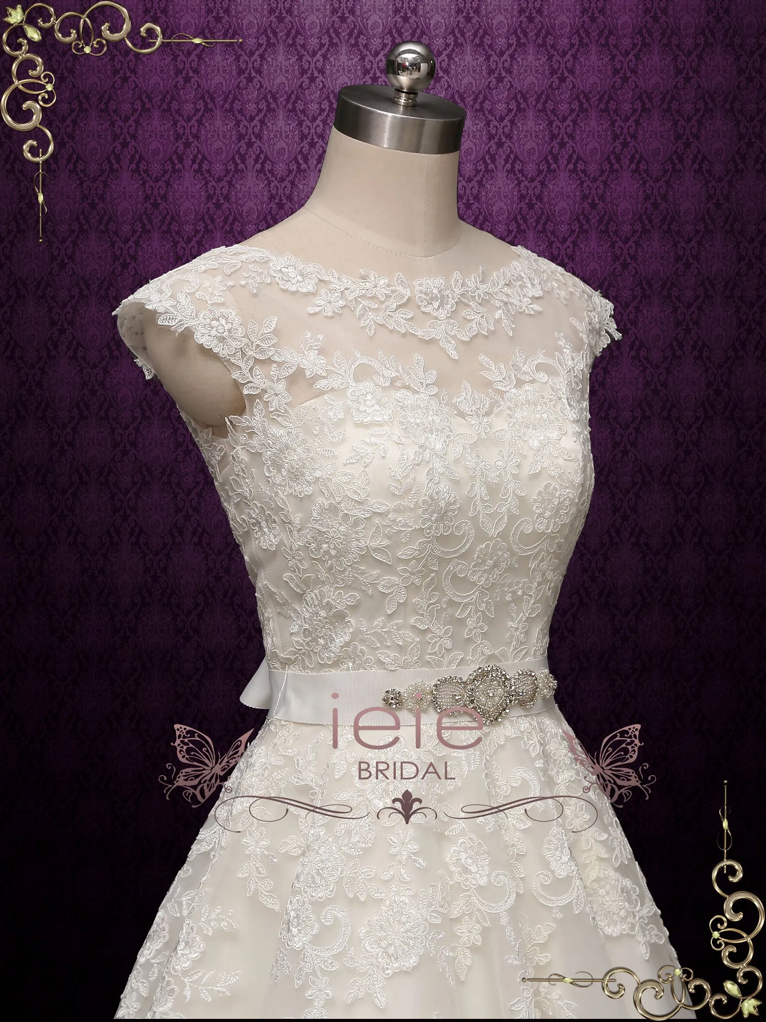 Elegant Short Lace Wedding Dress PERLA