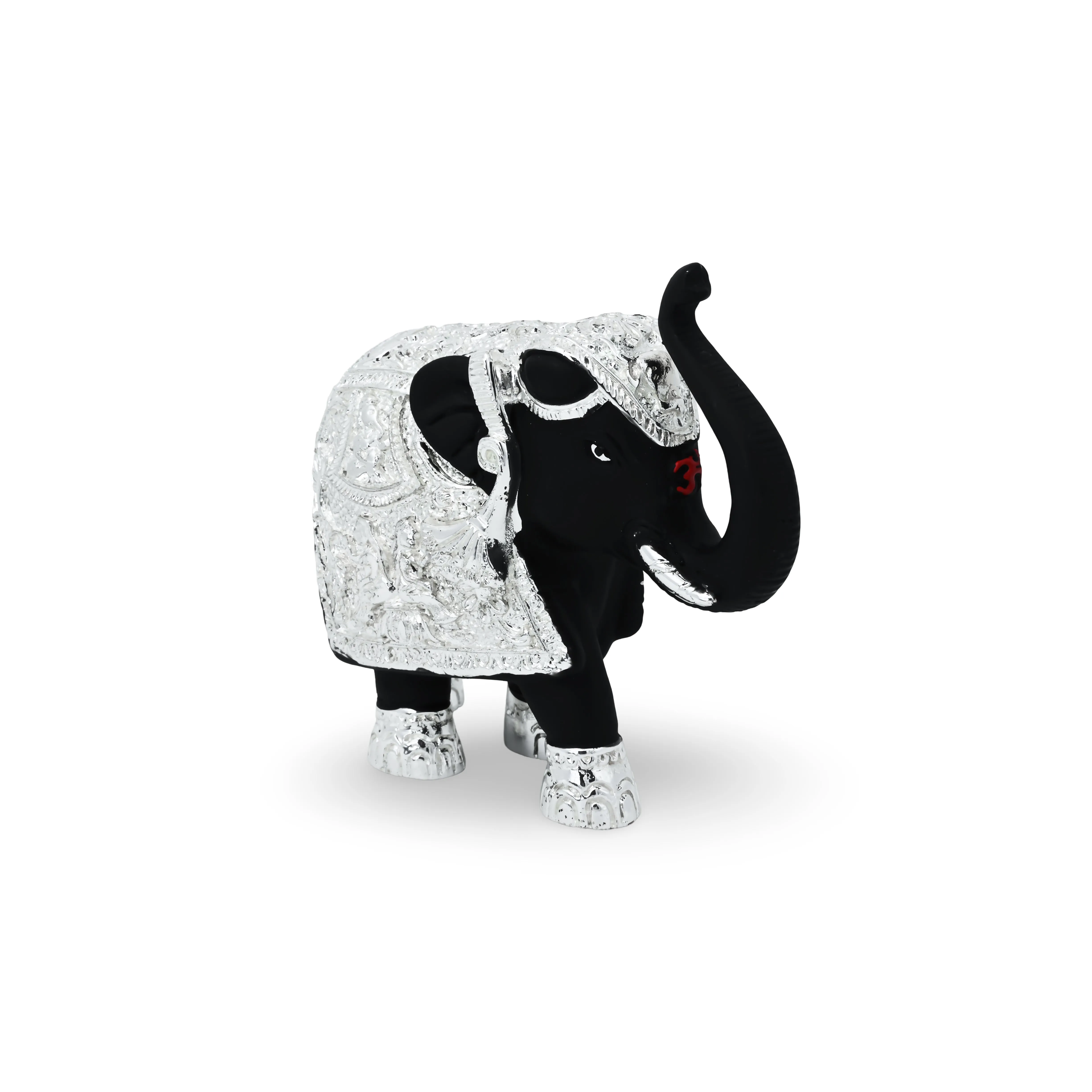 Elegant Silver Plated Black Elephant Figurine