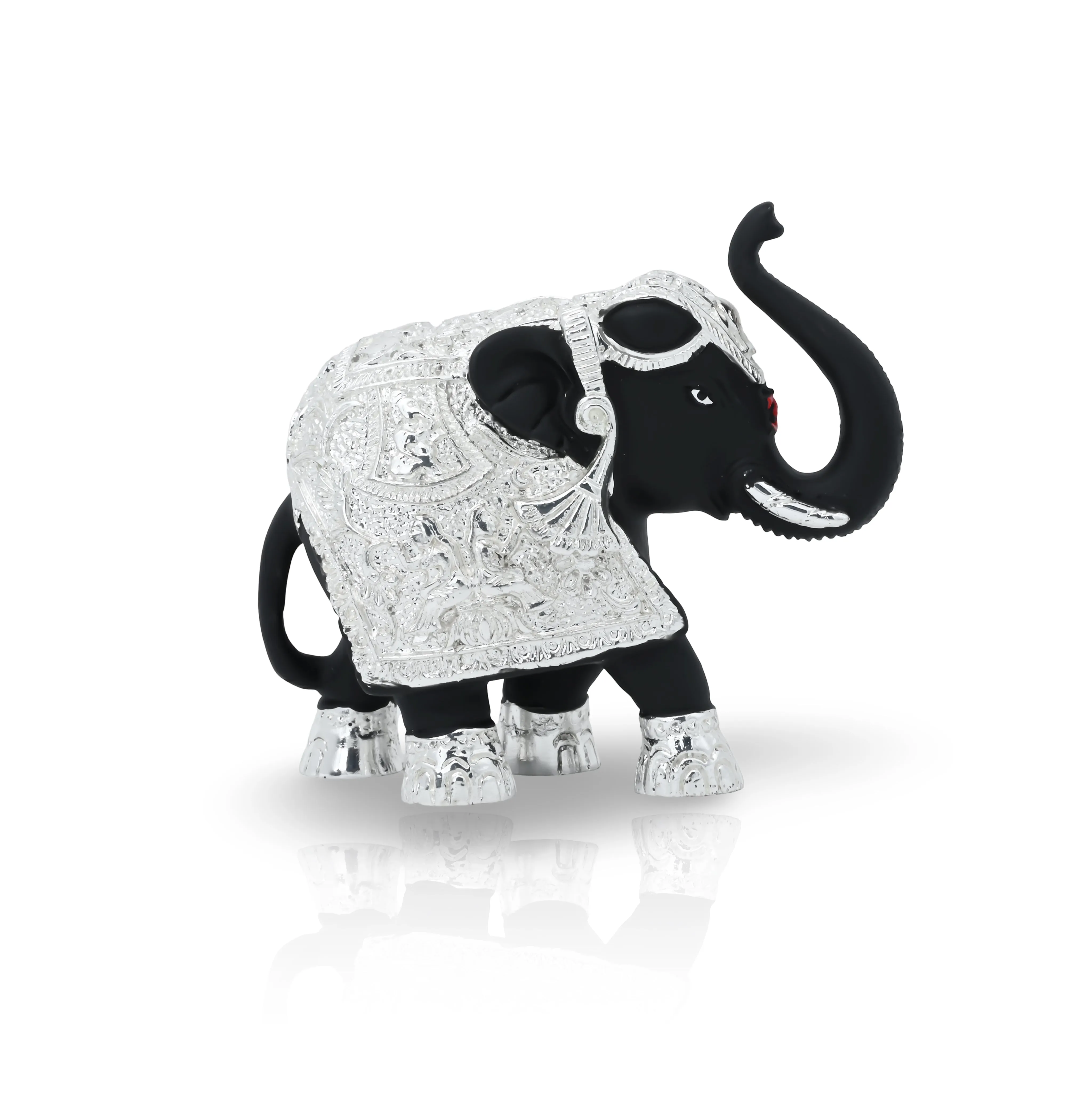 Elegant Silver Plated Black Elephant Figurine