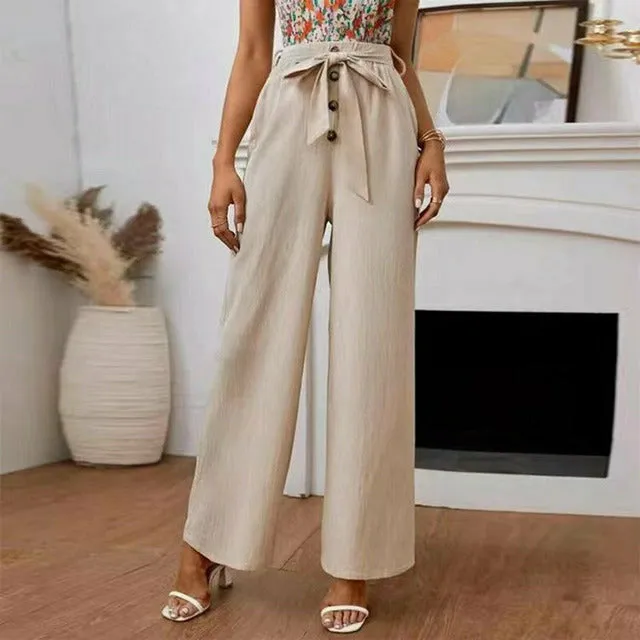 Elegant Solid Color Wide Leg Pants