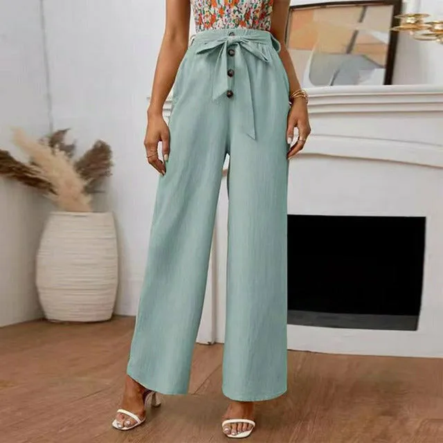 Elegant Solid Color Wide Leg Pants