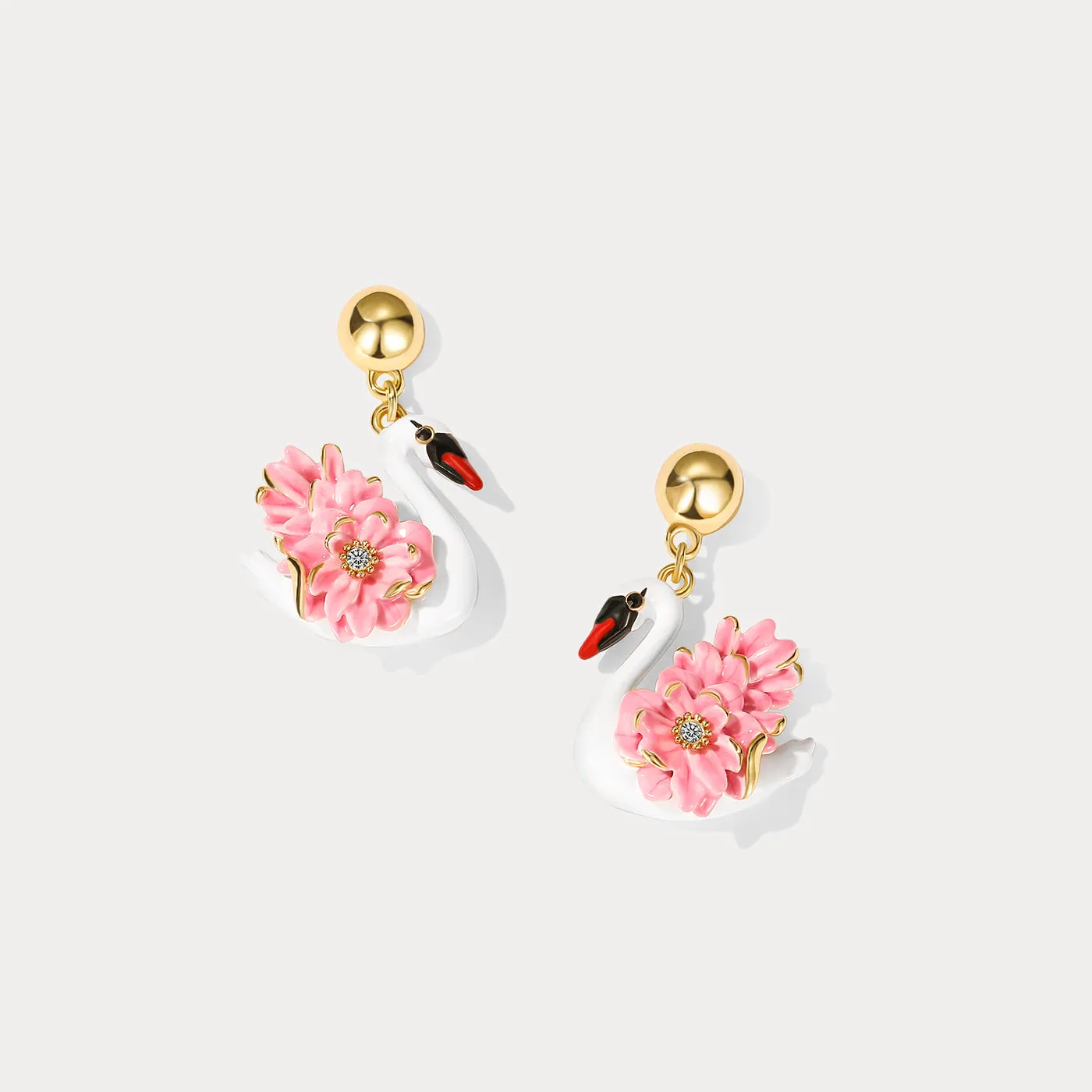 Elegant Swan Dangling Earrings