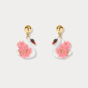 Elegant Swan Dangling Earrings