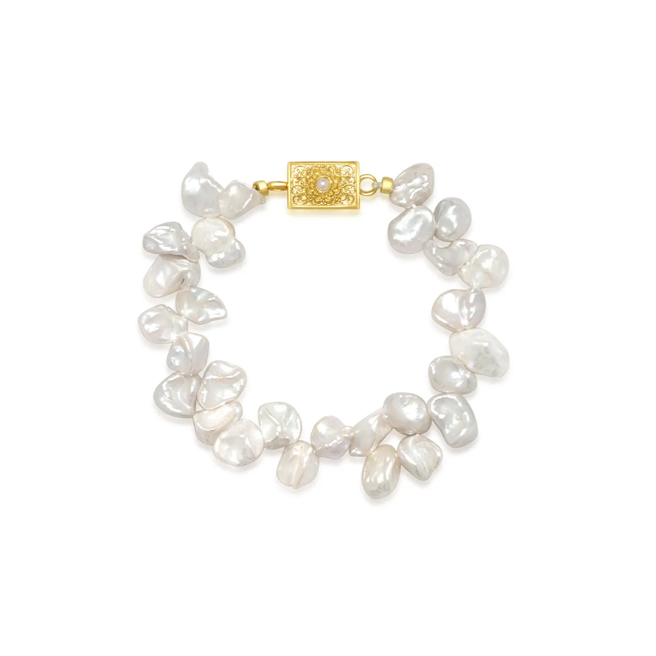 Elegant White Keshi Pearl Bracelet WB00175