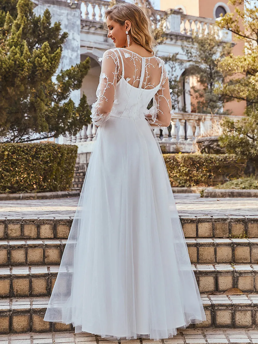 Elegant Wholesale Tulle Wedding Dress with Lace Decoration