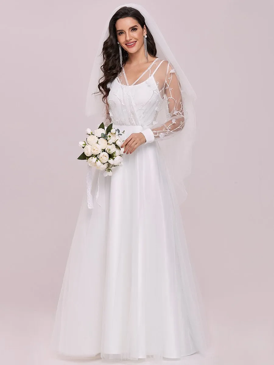 Elegant Wholesale Tulle Wedding Dress with Lace Decoration