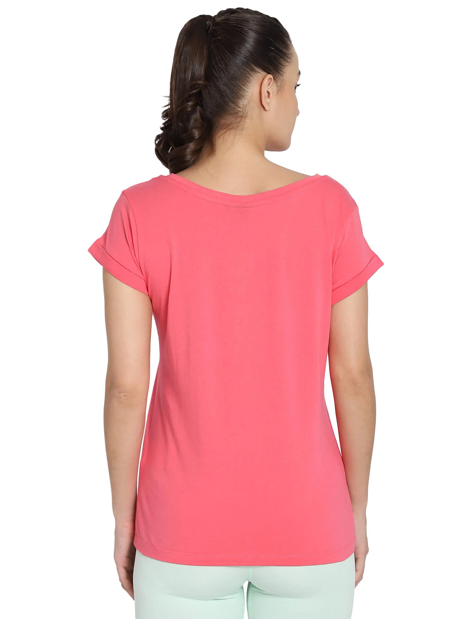 Elviria Women Cotton Orange T-Shirt