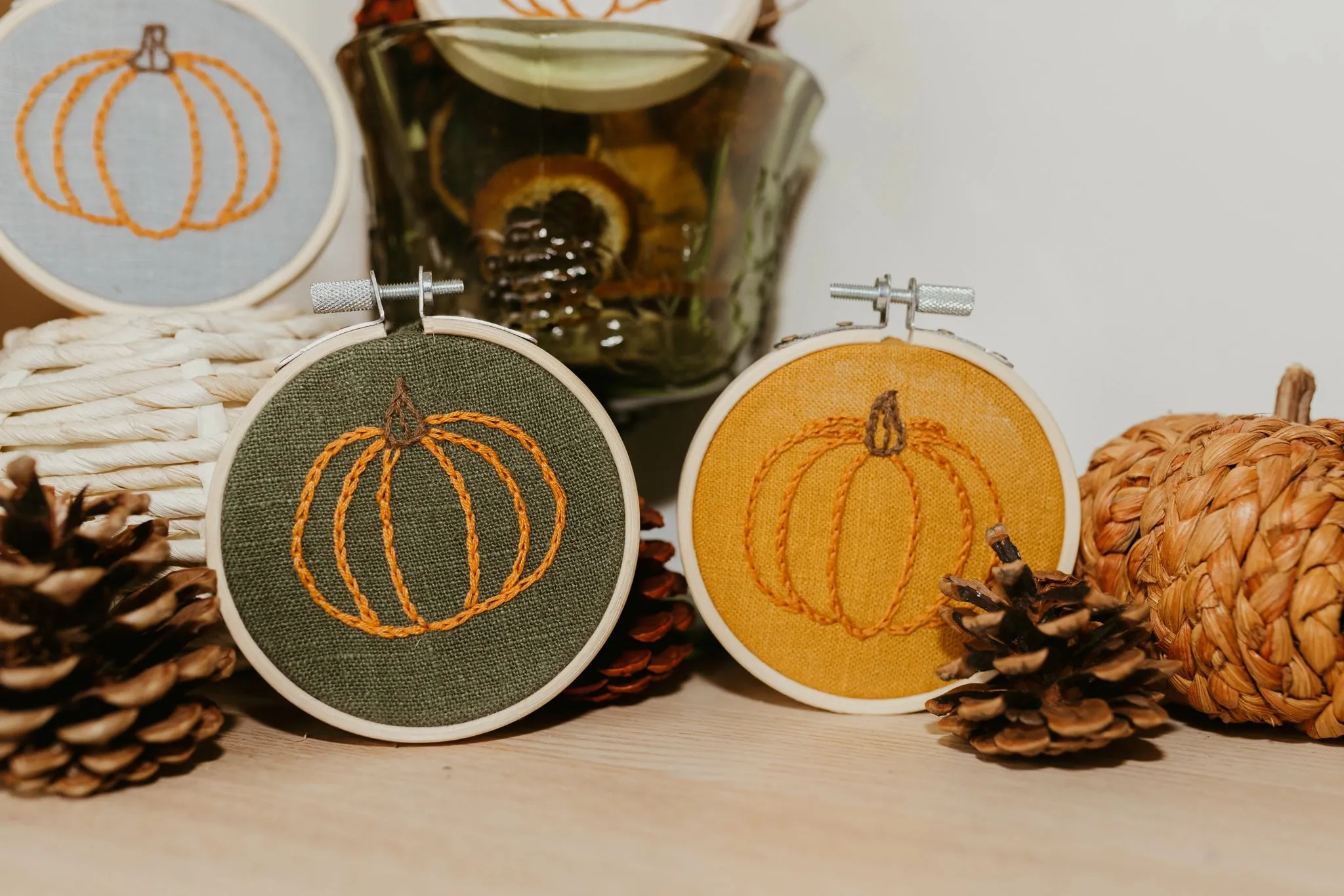 Embroidered Pumpkin Hoop