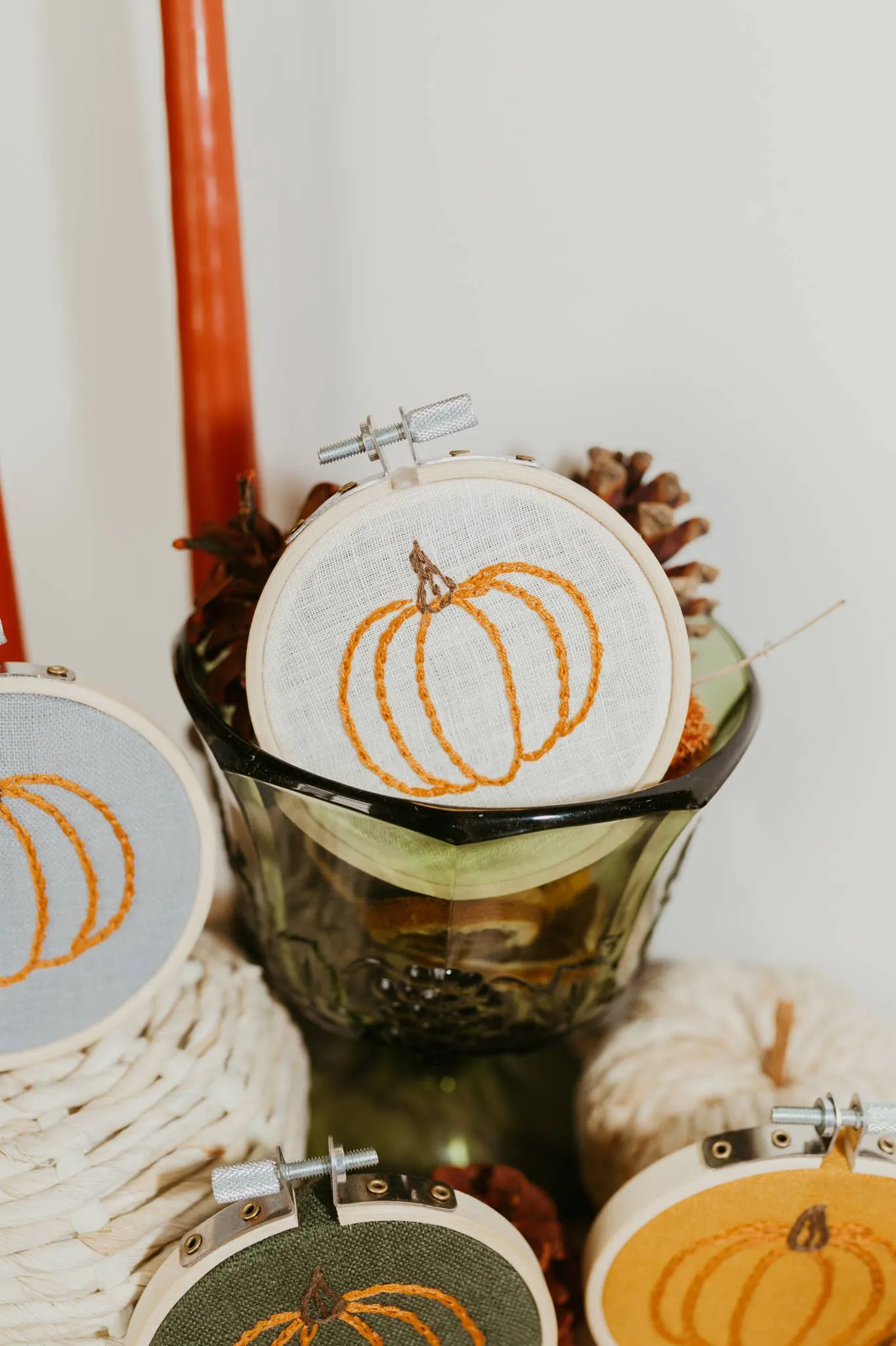 Embroidered Pumpkin Hoop