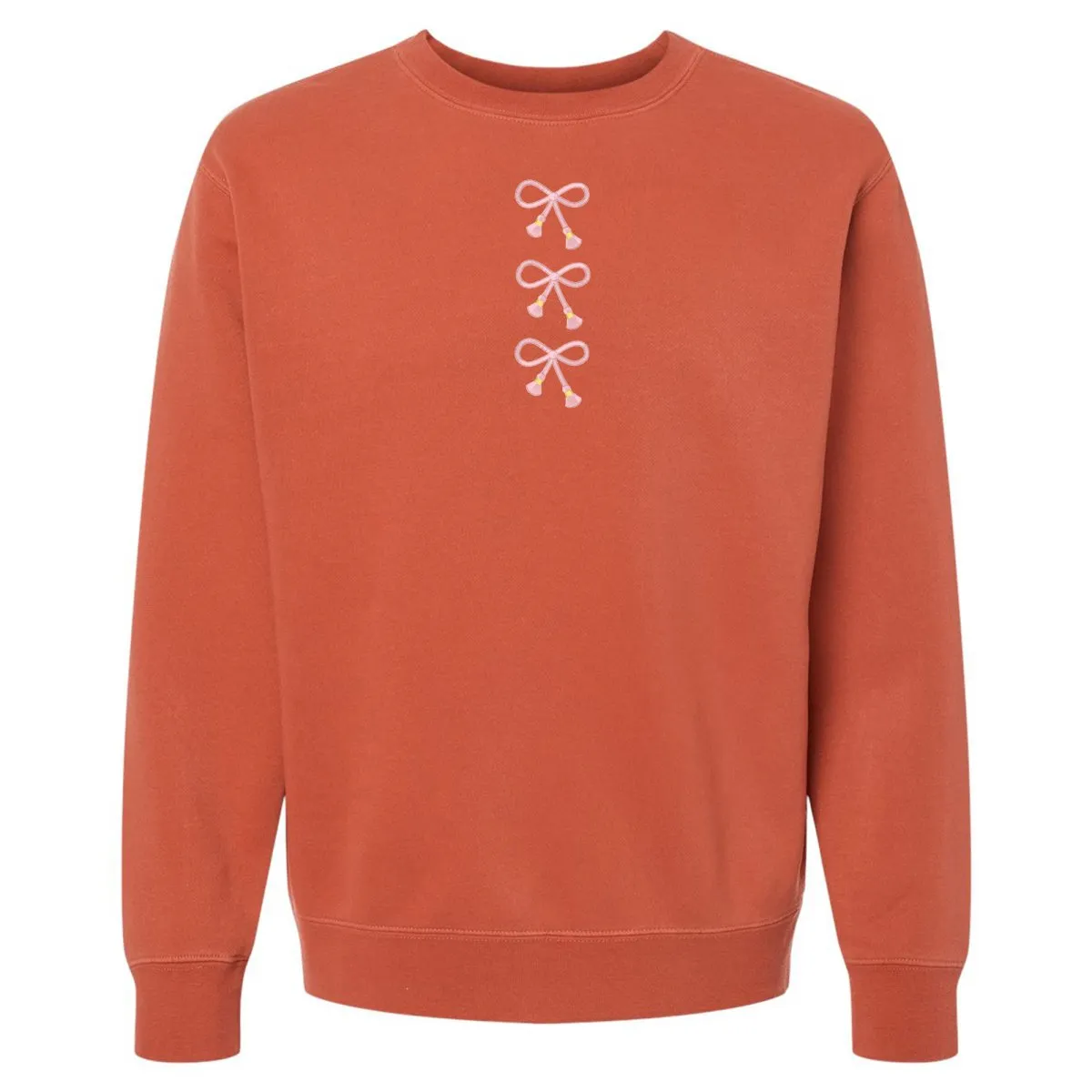 Embroidered Tasseled 'Bows' Cozy Crew