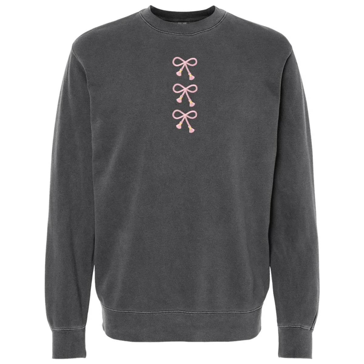 Embroidered Tasseled 'Bows' Cozy Crew