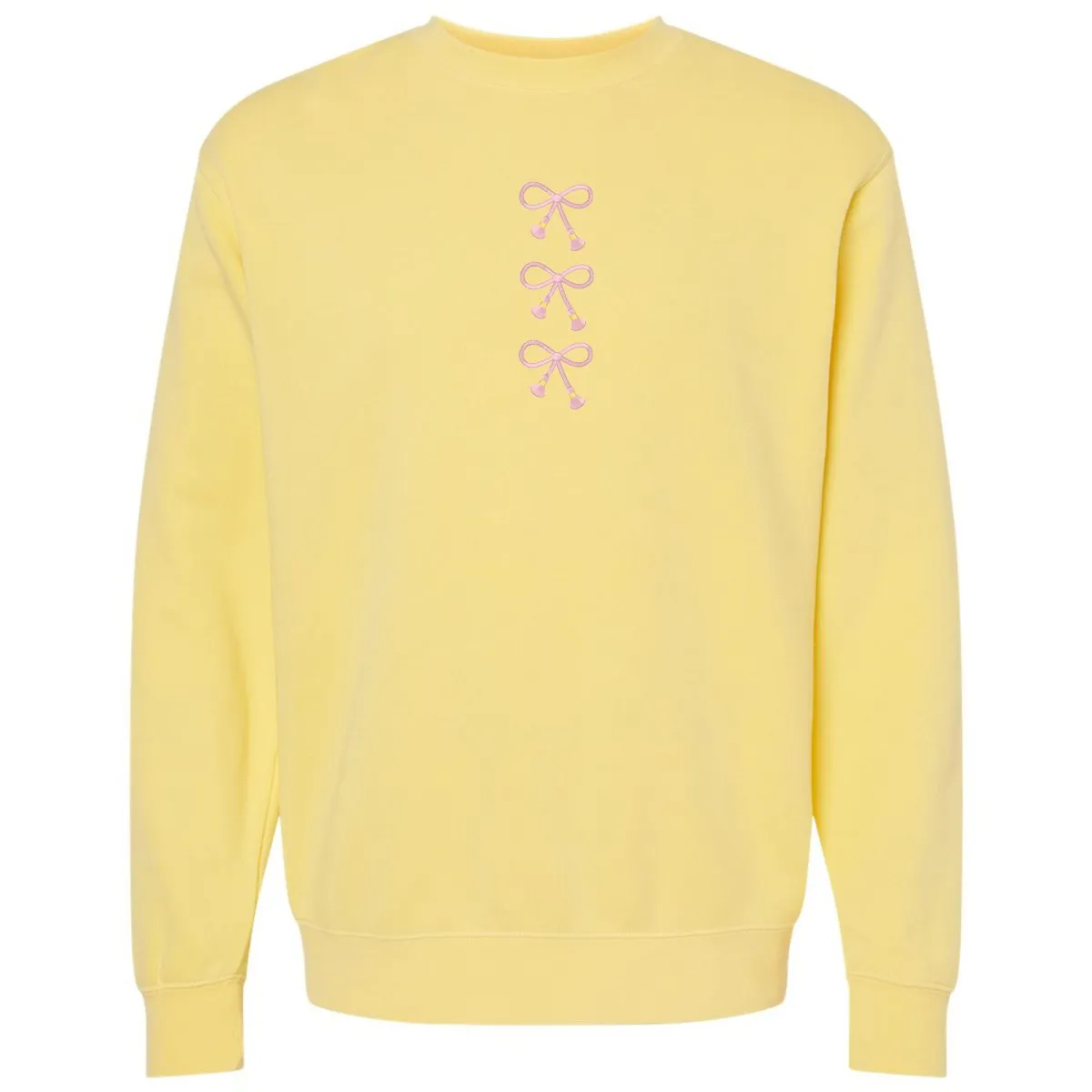 Embroidered Tasseled 'Bows' Cozy Crew