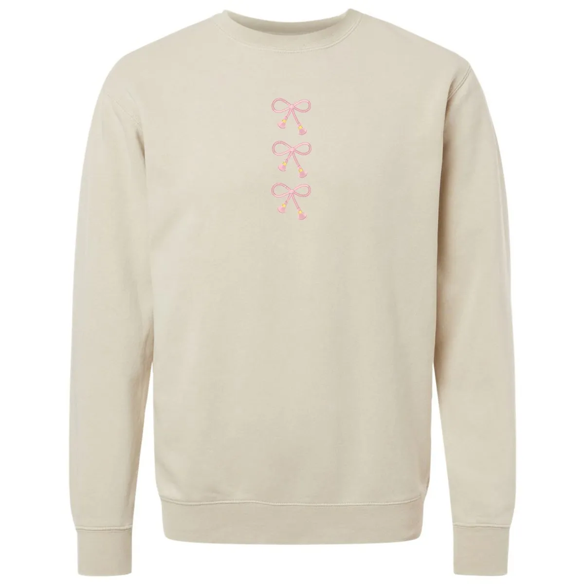 Embroidered Tasseled 'Bows' Cozy Crew