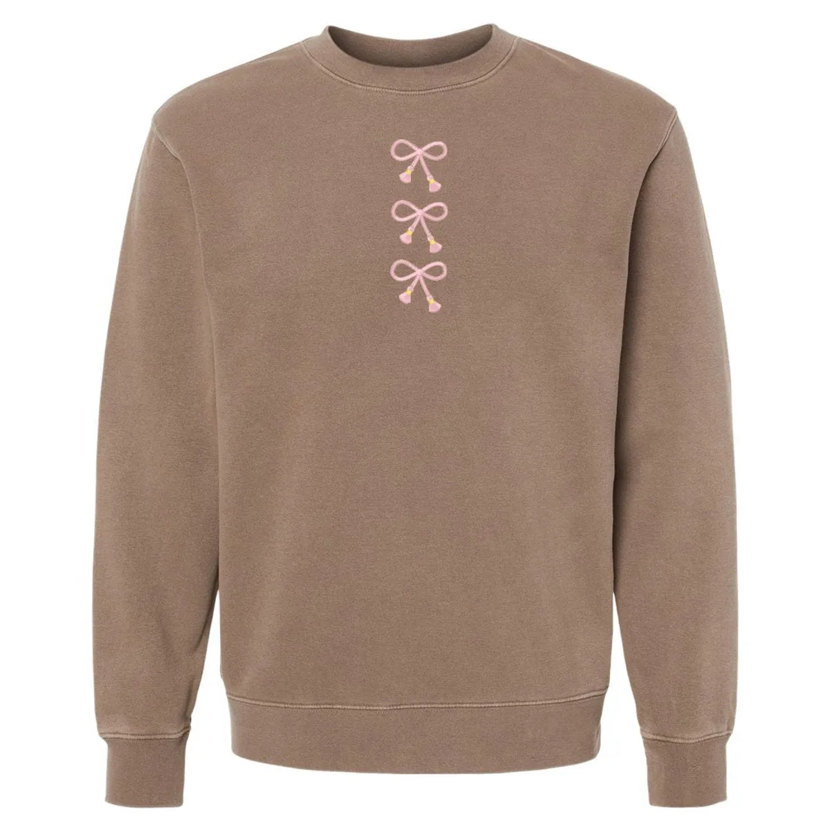 Embroidered Tasseled 'Bows' Cozy Crew