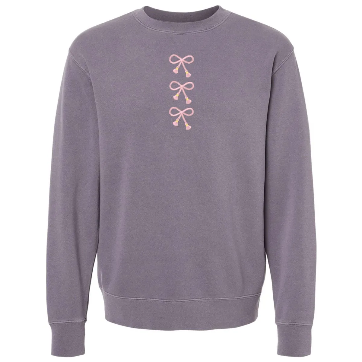 Embroidered Tasseled 'Bows' Cozy Crew